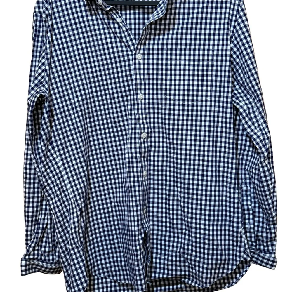 J.Crew Thompson Blue White Gingham Wrinkle Free Shirt‎ Men’s XL